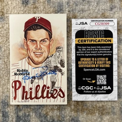 Robin Roberts JSA Authenticated Autographed signed 1981 Perez Steele Postcard - Image 1 of 4