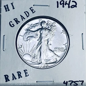 1942 LIBERTY WALKING SILVER HALF DOLLAR HI GRADE U.S. MINT RARE COIN 4757 - Picture 1 of 3