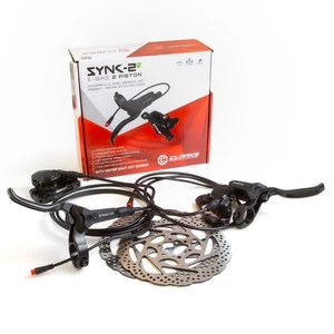Clarks Sync 2e E-bike Hydraulic Brake Set, with Motor Shut-off, 180/160 Rotors - Picture 1 of 6