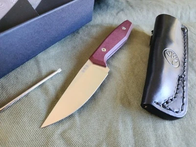 Boker Daily Knives AK1 Fixed Blade Knife 3.11' RWL-34 Redstone Richlite Handles - Image 1 of 4