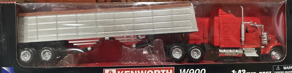 NEW RAY KENWORTH W900 LONGHAULER WITH GRAIN TRAILER SEMI 1:43 SCALE HTF - Image 1 of 4