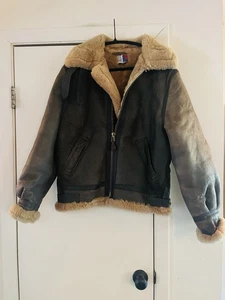Vintage Orchard Moto Aviator Flight B-3 Lammfell Leder WWII robuste Bomberjacke - Bild 1 von 14