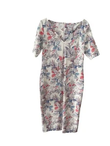 Per Una White Floral Midi Stretch Shift Dress Size 12-14 New With Tags - Picture 1 of 2