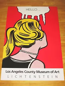 Roy Lichtenstein Exhibition Poster "Hello" Los Angeles Art Museum Vintage Mint - Picture 1 of 3