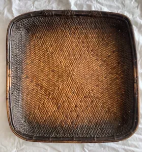 STUNNING Antique Early 20th C. Southeast Asia Winnowing Basket Asian Gathering - Picture 1 of 11