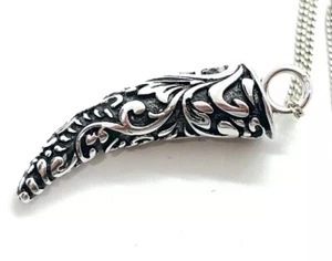 Stilvolle verzierte Halskette mit sieben Sterlingsilber Krallen-Design Anhänger 14,6 Gramm - Bild 1 von 9