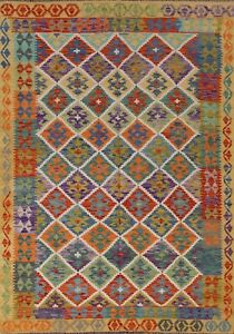 Pastel Color South-western Kilim Reversible Area Rug 6'x8' Hand-woven Carpet