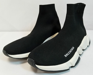 BALENCIAGA Men’s Size 7 Speed Runners 2.0 Sock Black/White Trainers