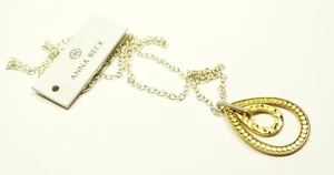 ANNA BECK $325 Sterling Silver 18K Gold Dot Hammered Pendant Long Necklace - Picture 1 of 8