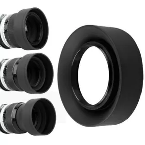 3-Stage Collapsible Rubber Foldable Lens Hood Shade 49 52 55 58 62 67 72 77 82mm - Picture 1 of 5