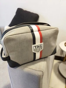 TAG Heuer Novelty Gray Canvas leather Pouch bag Travel Bag (No Box) Super Rare - Picture 1 of 3
