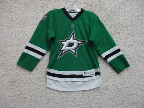 Reebok Dallas Stars Jersey Small Youth Green 3/4 Sleeve Hockey NHL Logo Boys S Cover