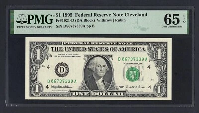 United States-Federal Reserve 1 Dollar 1995 Fr#1921-D (DA Block) UNC Grade 65 - Image 1 of 2