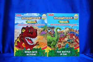 2 Imaginext Dinosaur Coloring Activity Books Roar INTO Action The Battle Is ON - Imagen 1 de 4