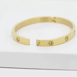 Damen 7" Gold Edelstahl 7 mm Brillant CZ Ewigkeit Armreif Armband * Box - Bild 1 von 4