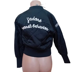 Women's Wrstbhvr High End Bomber Jacket "J'adore Worst Behavior" Full Zip Size S - Picture 1 of 12