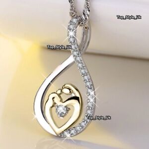 Infinity Mother Daughter Necklace 18K White Gold Gifts for Her Mum Christmas