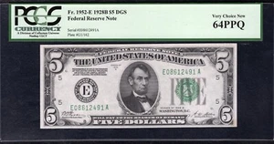 FR. 1952-E 1928-B $5 FEDERAL RESERVE NOTE RICHMOND, VA PCGS UNCIRCULATED-64PPQ - Picture 1 of 2
