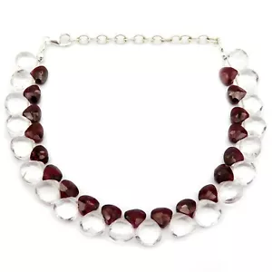Handmade Natural Garnet & Crystal Gemstone Beaded Bracelet Birthstone Jewelry - Picture 1 of 4