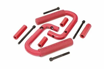Manijas de agarre delanteras de acero macizo Rough Country para Jeep 07-18 Wrangler JK rojo Foto 1 de 4