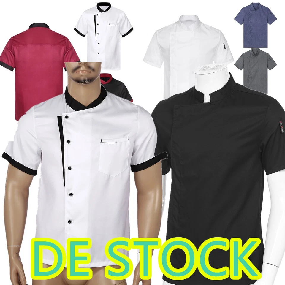 CHICTRY DE!ranrann Herren Kochmantel Kurzarm Kochjacke Hemd Chef Bäckerjacke Uniforms