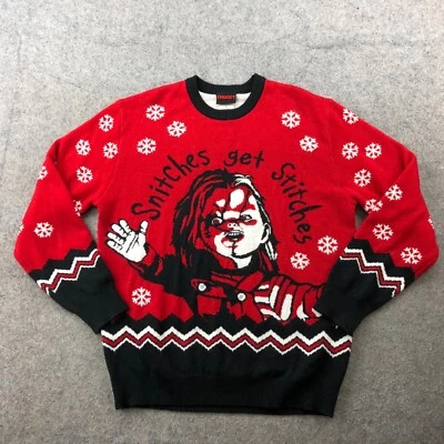 Chucky Child’s Play Sweater Large Snitches Get Stitches Ugly Christmas - Image 1 of 4