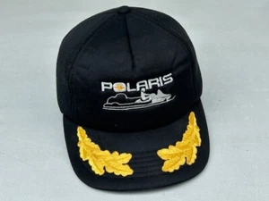 Vintage 1980s Polaris Indy Snowmobile Black Yellow Original Snapback Trucker Hat - Picture 1 of 7