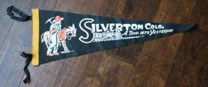 1950-60s Era Silverton Colorado Gold Miner Mule & railroad soft felt pennant---- - Picture 1 of 1
