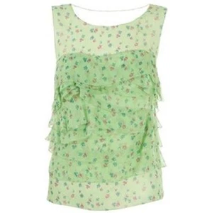 3.1 Phillip Lim Blumendruck Seide asymmetrisch Overlay Rüschen Bluse Top grün 4 - Bild 1 von 8