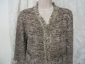 CACHE JACKET CARDIGAN Sand Purple LARGE Sparkly Fringed NWT $128.00 - Picture 1 of 5