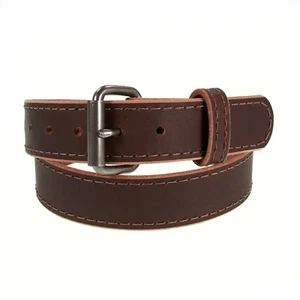 Men's Genuine Buffalo Leather Belt, 1 1/2" width, Amish Handmade, Black & Brown - Picture 1 of 32