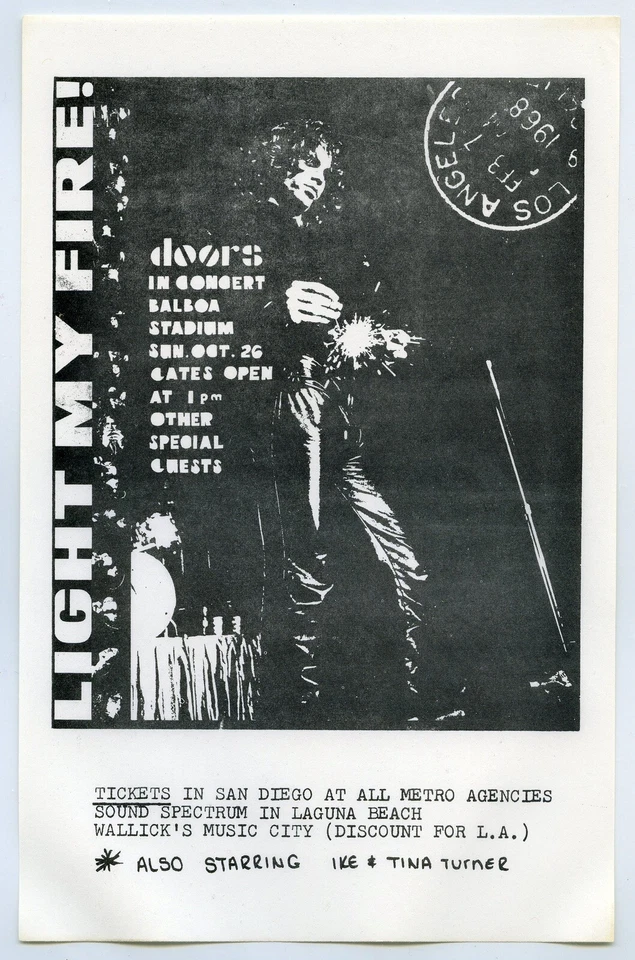 1969 THE DOORS Balboa Stadium San Diego Concert Handbill - Image 1 of 1
