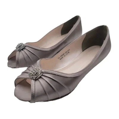 David's Bridal Wo's 9W Kelsey заглянуть носок со стразами коричневый платформе и на танкетке туфли - Изображение 1 из 4