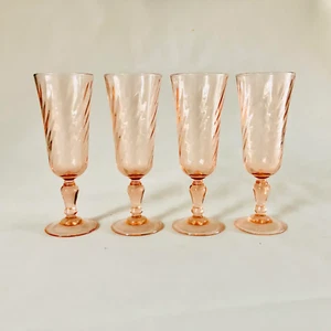 Vintage French Pink Champagne Glasses S/4 - Picture 1 of 3