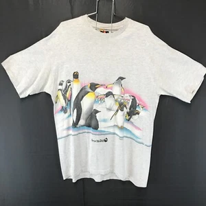Vintage 90s Habitat T Shirt Penguins All Over Print 1992 Size X-Large XL Mens - Picture 1 of 24