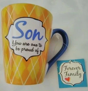 Neu mit Etikett Sohn Geburtstag Familie Feier besondere Anlässe Danke Kaffee Tee Becher - Bild 1 von 5