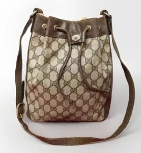 Vintage Gucci drawstring Bucket Bag Sherry line Authentic From JAPAN - Picture 1 of 11