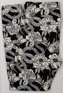OS LuLaRoe One Size Leggings Snake Flowers on Black NWT U76 - Picture 1 of 6