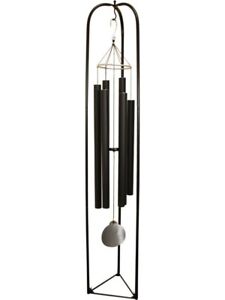 165cm Grand Hand Tuned Wind Chime with 180cm Premium Modern Stand, Black and Sil