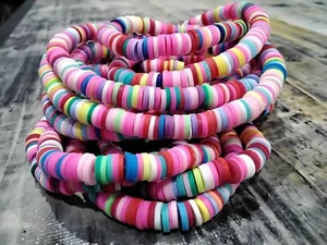 Hmade Polymer Clay Heishi, 6x1mm, Hot Pink, 320-450pcs, Free post Oz Seller - Picture 1 of 2