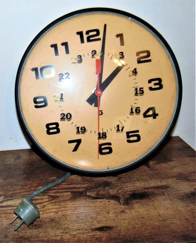 Antique Synchron USA Simplex Wall Clock Electric 14" Dome Glass Metal Cover