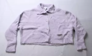 Topshop Women's Knitted Ribbed Polo Cardigan AN3 Lilac Size US:8-10 UK:M NWT - Picture 1 of 3