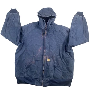 Carhartt Herren blau Canvas gesteppt gefüttert Active Kapuzenjacke Y2K Workwear 2XL - Bild 1 von 16