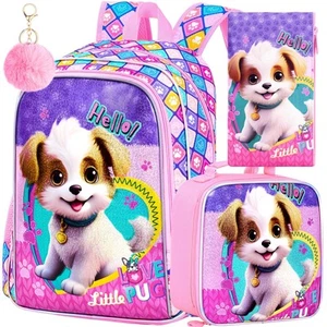 3PCS Backpack for Girls, 16'' Dog Preschool Bookbags with Lunch Box, Cute Ani... - Picture 1 of 7