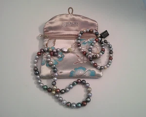 HONORA Set aus Halskette & Armband mehrfarbigen FW-Zuchtperlen 925 Sterling - Bild 1 von 7