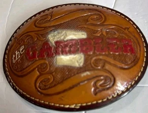 Hebilla de cinturón de cuero Navarro vintage "The Gambler" Southwestern Country Poker - Imagen 1 de 8