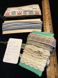 1988🌟Vintage Band Borte Lot lila rot Blumen geometrisch ungerade Reste 1/4”-1” - Bild 1 von 6