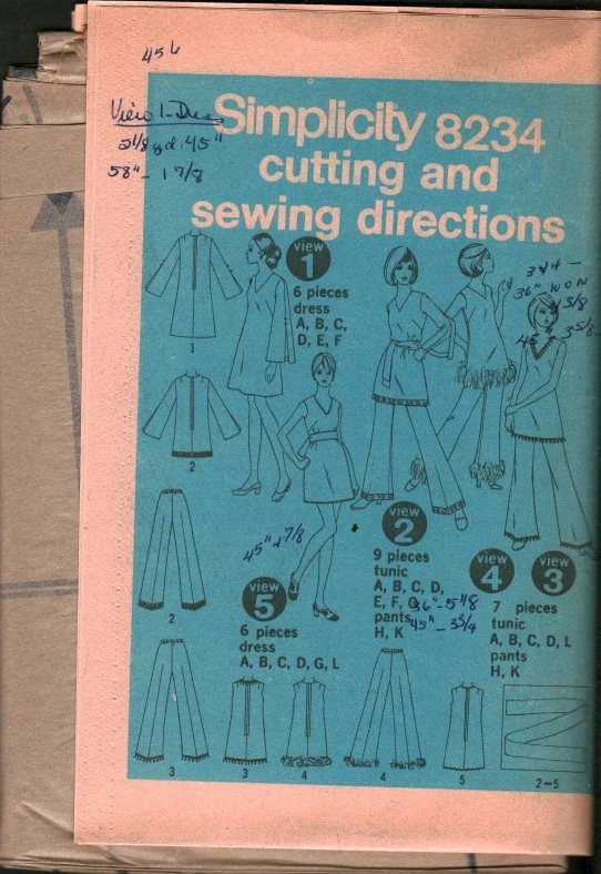 8234 Vintage Simplicity SEWING Pattern Misses 1960s Dress Tunic Pants UNCUT 10 - Image 1 of 1