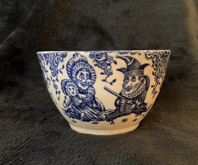 Antique Allerton's Punch & Judy Open Sugar Bowl...Punch Blue...1880's - Image 1 of 4