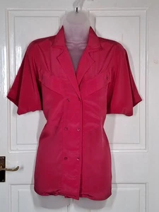 Jacques Vert Vintage Women’s Size 8 Pink Sheer Polyester Top - Collar V- Neck - Picture 1 of 12
